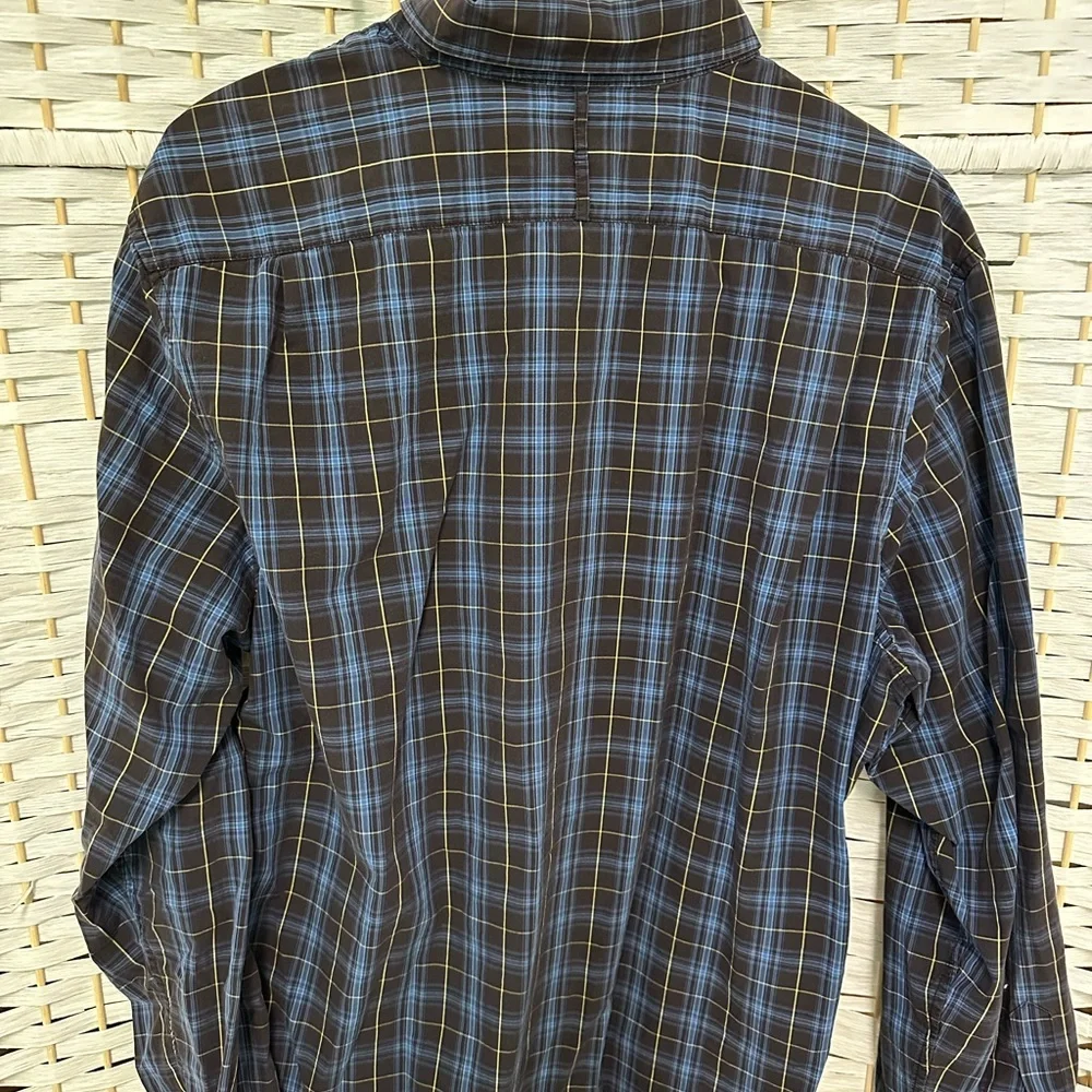 Banana Republic Men's Black and Blue plaid long sleeveShirt Size XL‎ button down